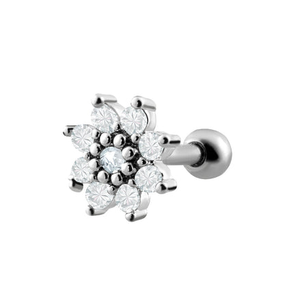 Piercing Estilo Minimalista Con Diseño De Girasol Y Diamantes De Cobre