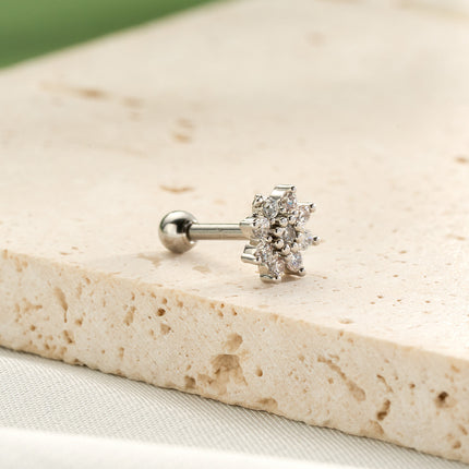 Piercing Estilo Minimalista Con Diseño De Girasol Y Diamantes De Cobre