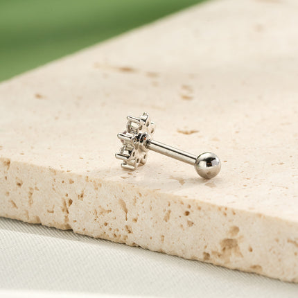 Piercing Estilo Minimalista Con Diseño De Girasol Y Diamantes De Cobre