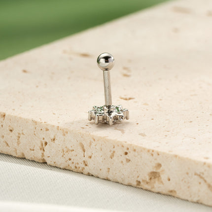 Piercing Estilo Minimalista Con Diseño De Girasol Y Diamantes De Cobre