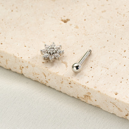 Piercing Estilo Minimalista Con Diseño De Girasol Y Diamantes De Cobre