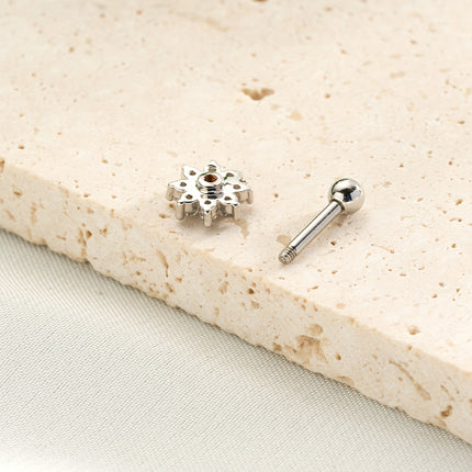 Piercing Estilo Minimalista Con Diseño De Girasol Y Diamantes De Cobre