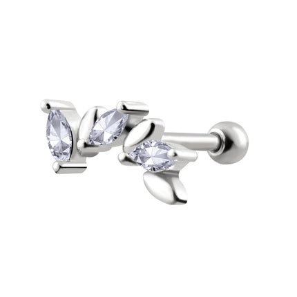 Piercing De Cobre Con Zirconia Diseño Minimalista Clavo De Hueso Del Oído