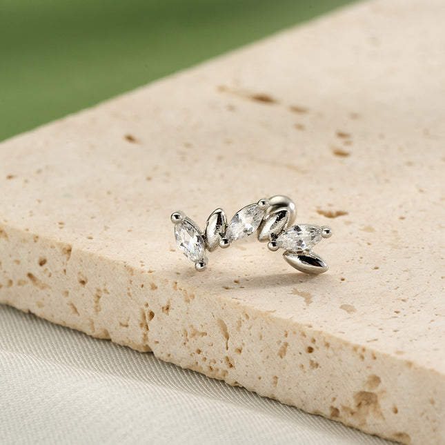 Piercing De Cobre Con Zirconia Diseño Minimalista Clavo De Hueso Del Oído