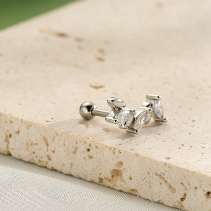 Piercing De Cobre Con Zirconia Diseño Minimalista Clavo De Hueso Del Oído