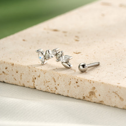Piercing De Cobre Con Zirconia Diseño Minimalista Clavo De Hueso Del Oído