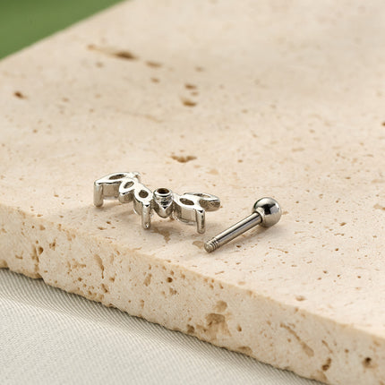 Piercing De Cobre Con Zirconia Diseño Minimalista Clavo De Hueso Del Oído