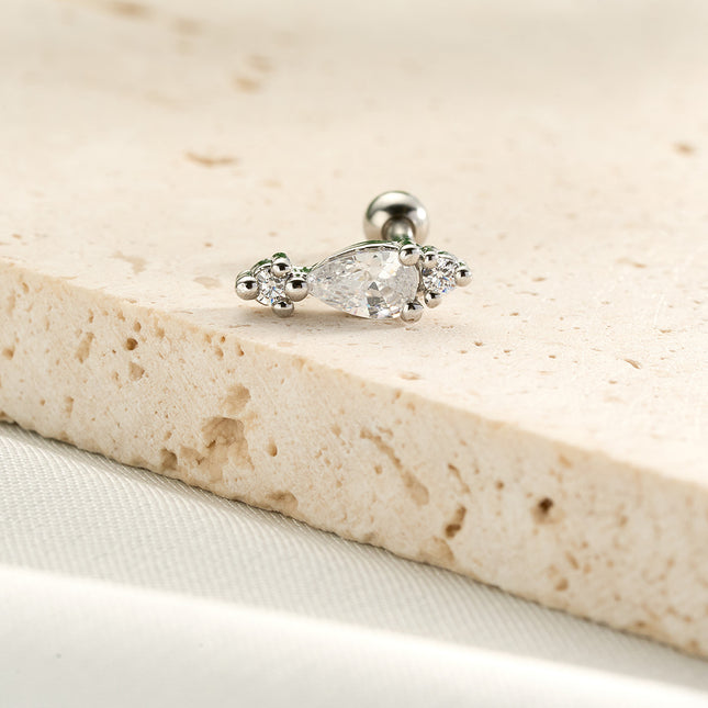 Piercing Con Zirconia Único Clavo De Hueso Del Oído De Cobre Minimalista