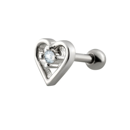 Piercing Clavo De Hueso Del Oído Corazón Con Zirconia De Cobre Delicado