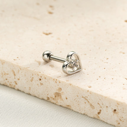 Piercing Clavo De Hueso Del Oído Corazón Con Zirconia De Cobre Delicado
