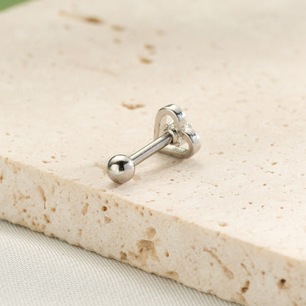 Piercing Clavo De Hueso Del Oído Corazón Con Zirconia De Cobre Delicado