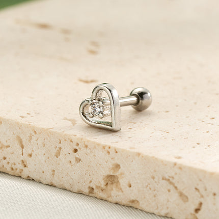 Piercing Clavo De Hueso Del Oído Corazón Con Zirconia De Cobre Delicado