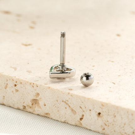 Piercing Clavo De Hueso Del Oído Corazón Con Zirconia De Cobre Delicado