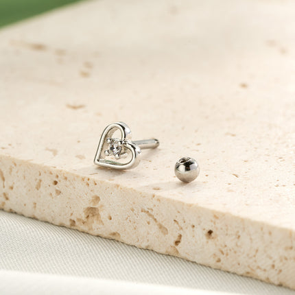 Piercing Clavo De Hueso Del Oído Corazón Con Zirconia De Cobre Delicado