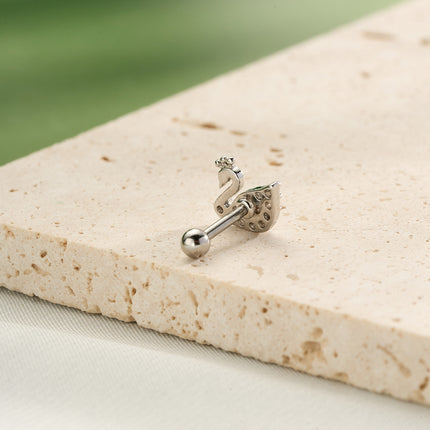 Piercing Clavo De Hueso Del Oído Plateado Con Diseño De Cisne Y Zirconias