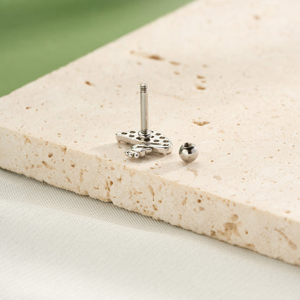Piercing Clavo De Hueso Del Oído Plateado Con Diseño De Cisne Y Zirconias