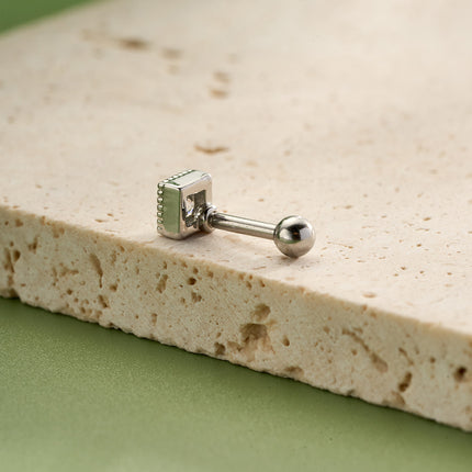 Piercing Clavo De Hueso Del Oído Plateado Con Zirconia Cuadrada