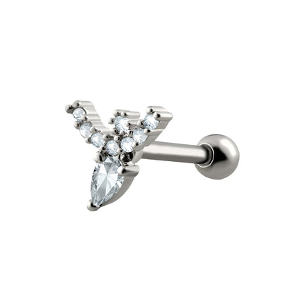 Piercing Elegante Clavo De Hueso Del Oído De Cobre Con Zirconia