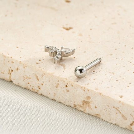Piercing Elegante Clavo De Hueso Del Oído De Cobre Con Zirconia