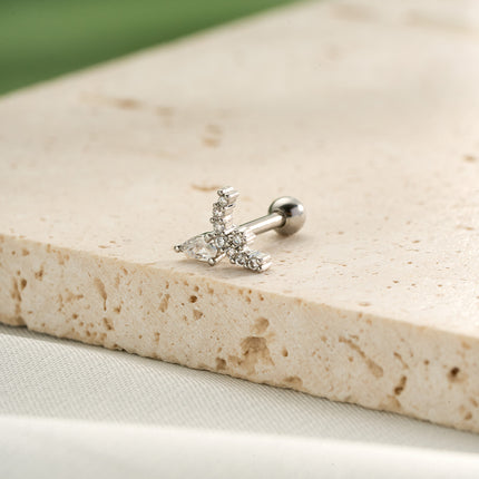 Piercing Elegante Clavo De Hueso Del Oído De Cobre Con Zirconia
