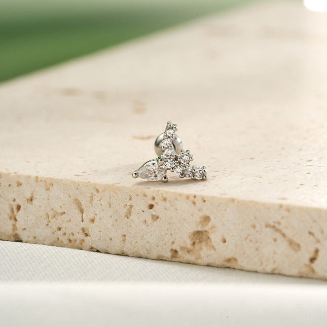 Piercing Elegante Clavo De Hueso Del Oído De Cobre Con Zirconia