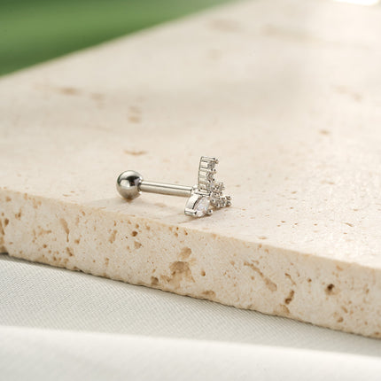 Piercing Elegante Clavo De Hueso Del Oído De Cobre Con Zirconia