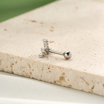 Piercing Elegante Clavo De Hueso Del Oído De Cobre Con Zirconia