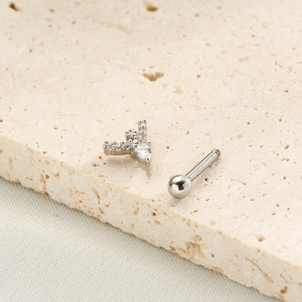 Piercing Elegante Clavo De Hueso Del Oído De Cobre Con Zirconia