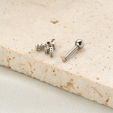 Piercing Elegante Clavo De Hueso Del Oído De Cobre Con Zirconia