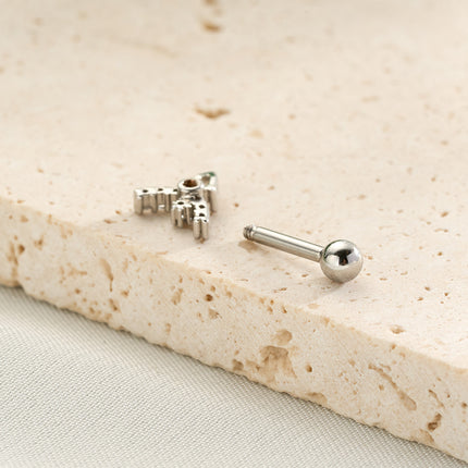 Piercing Elegante Clavo De Hueso Del Oído De Cobre Con Zirconia