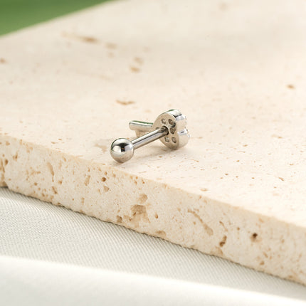 Piercing Clavo De Hueso Del Oído Llave Con Corazón Y Zirconia De Cobre