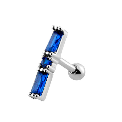 Piercing De Cobre Con Zirconia Azul Clavo De Hueso Del Oído