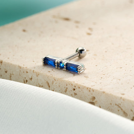 Piercing De Cobre Con Zirconia Azul Clavo De Hueso Del Oído