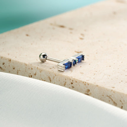 Piercing De Cobre Con Zirconia Azul Clavo De Hueso Del Oído