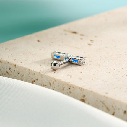 Piercing De Cobre Con Zirconia Azul Clavo De Hueso Del Oído