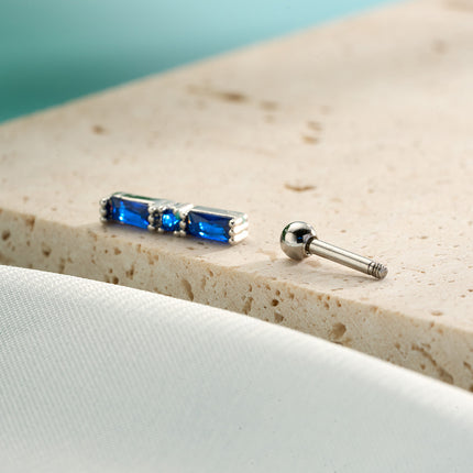 Piercing De Cobre Con Zirconia Azul Clavo De Hueso Del Oído