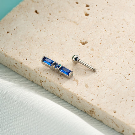 Piercing De Cobre Con Zirconia Azul Clavo De Hueso Del Oído