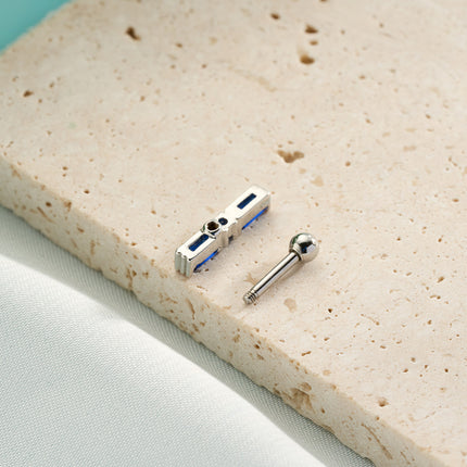 Piercing De Cobre Con Zirconia Azul Clavo De Hueso Del Oído