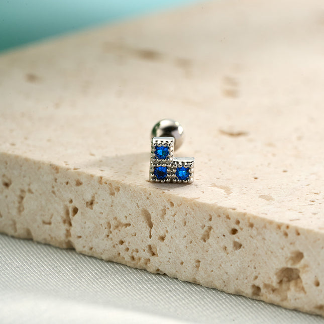 Piercing Con Zirconia En Forma De Cuadrado Clavo De Hueso Del Oído