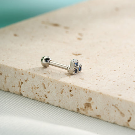 Piercing Con Zirconia En Forma De Cuadrado Clavo De Hueso Del Oído
