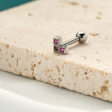 Piercing Con Zirconia En Forma De Cuadrado Clavo De Hueso Del Oído