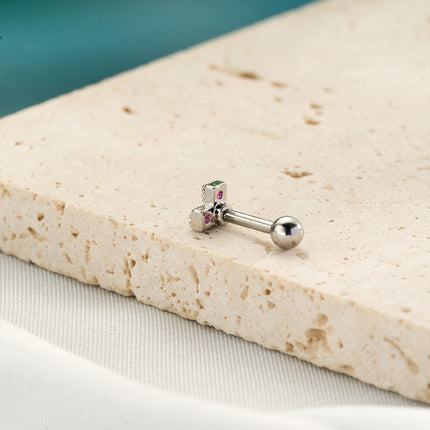 Piercing Con Zirconia En Forma De Cuadrado Clavo De Hueso Del Oído