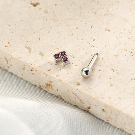 Piercing Con Zirconia En Forma De Cuadrado Clavo De Hueso Del Oído