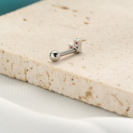 Piercing Con Zirconia En Forma De Cuadrado Clavo De Hueso Del Oído