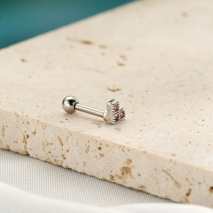 Piercing Con Zirconia En Forma De Cuadrado Clavo De Hueso Del Oído