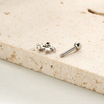 Piercing Con Luna Y Estrella Y Zirconias Clavo De Hueso Del Oído Plateado