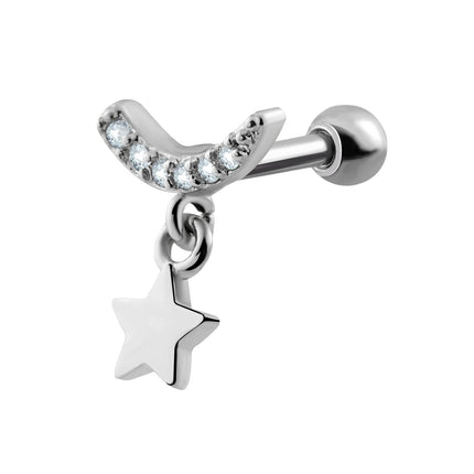 Piercing Con Colgante Estrella Y Zirconia Clavo De Hueso Del Oído