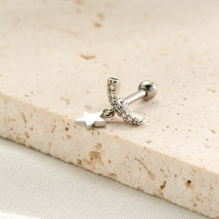 Piercing Con Colgante Estrella Y Zirconia Clavo De Hueso Del Oído