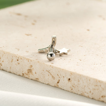 Piercing Con Colgante Estrella Y Zirconia Clavo De Hueso Del Oído