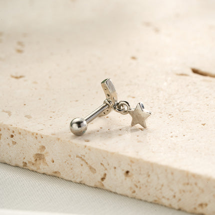 Piercing Con Colgante Estrella Y Zirconia Clavo De Hueso Del Oído